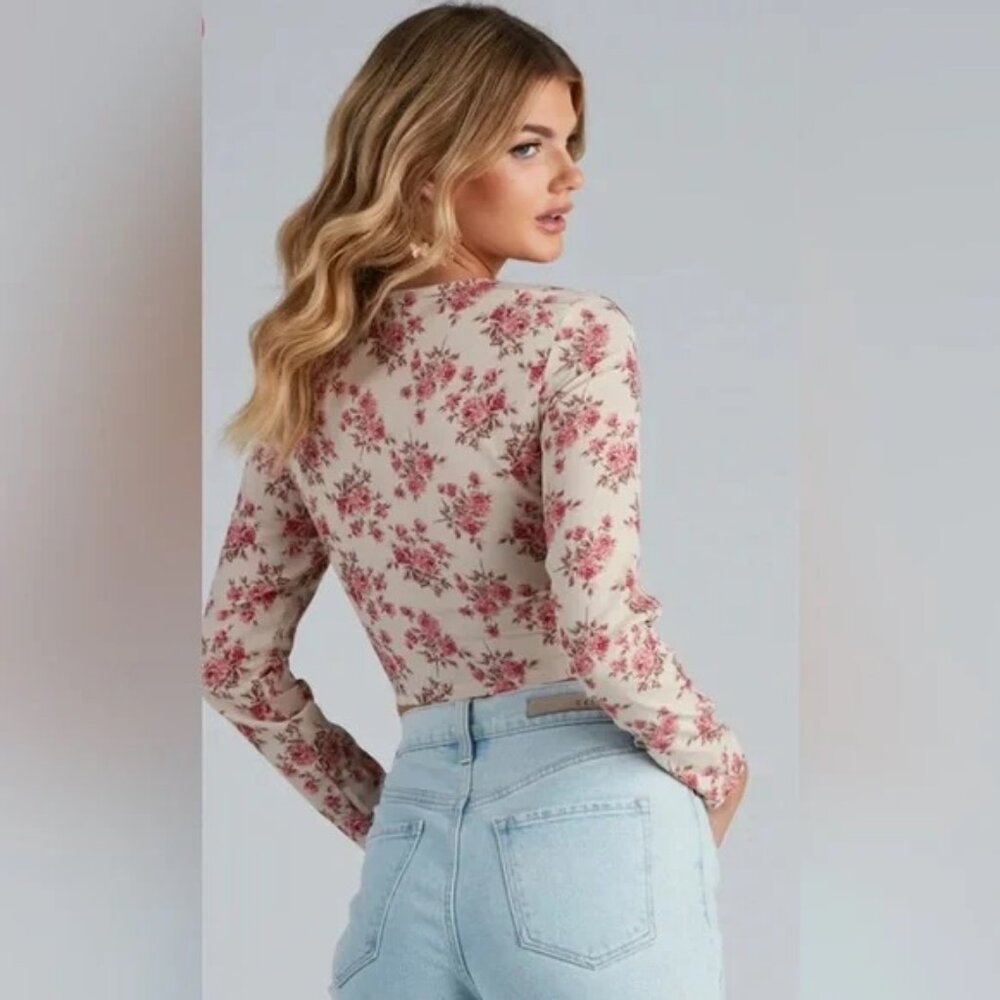 Windsor Thin Cropped Pink Roses Corset Top With Bra Cups Front Hooks Small - Picture 2 of 16